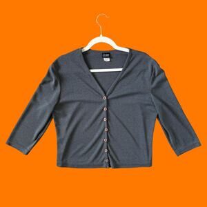 90's vintage gray 3/4 sleeve minimalist office siren cardigan Size 8